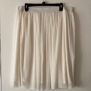 - 3X Beige Skirt with Sheer Net Overlay